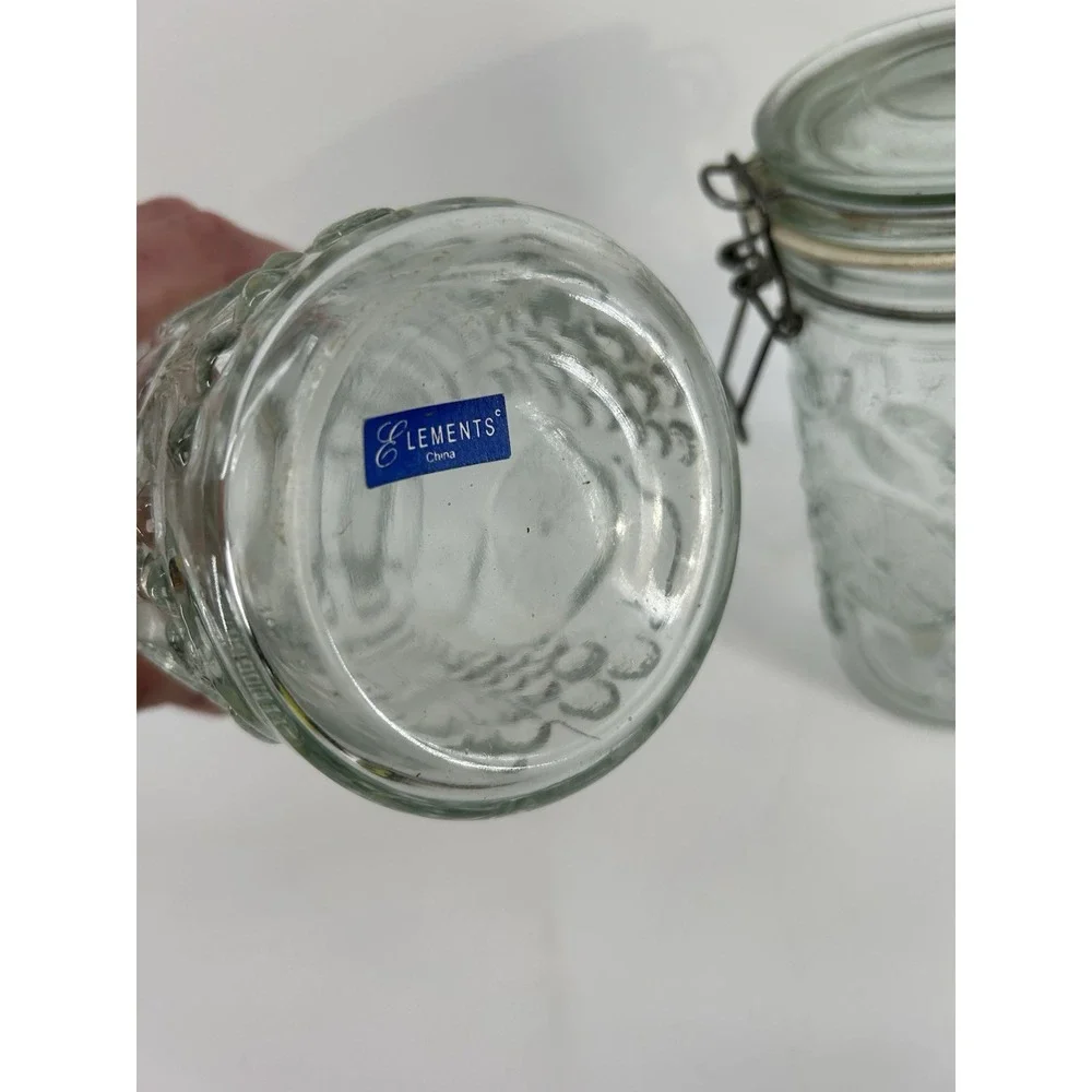 Vintage Elements Fruit Embossed Glass Canisters with Wire Flip Top 10